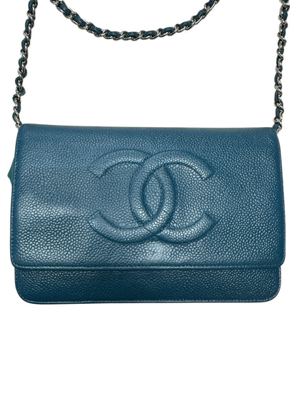 Chanel Timeless CC Caviar Leather Wallet on Chain WOC Teal CH2099