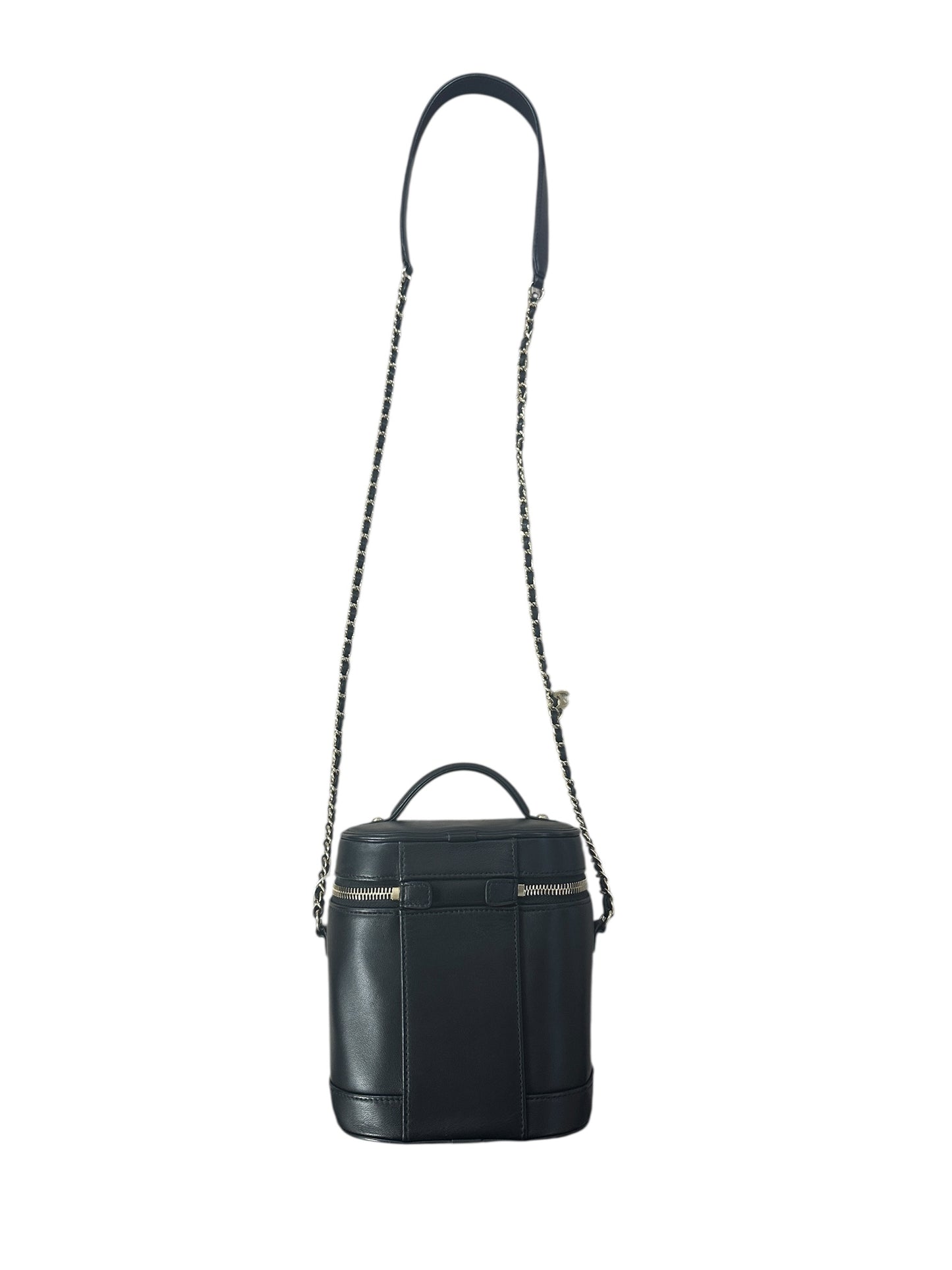 Chanel Filigree Vanity Case Leather Bag Black Gold Hardware -CH2097