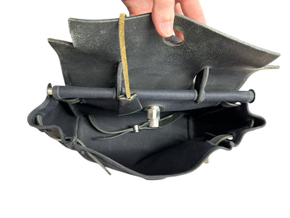 HERMES Herbag Black Canvas and Leather Shoulder Bag Silver Hardware HE338