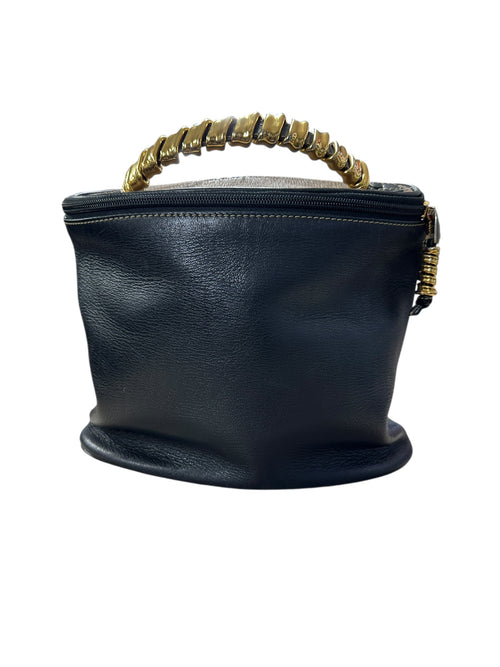 LOEWE Soft Grained Leather Puzzle Handbag Black Gold Hardware LO2094