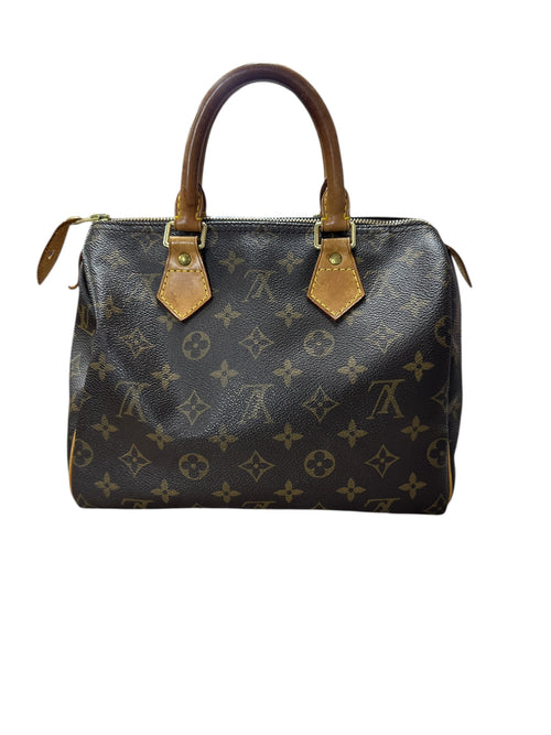 LOUIS VUITTON Monogram Speedy Handbag Brown Gold Hardware LO2122