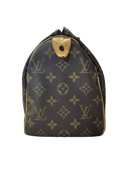 LOUIS VUITTON Monogram Speedy Handbag Brown Gold Hardware LO2122
