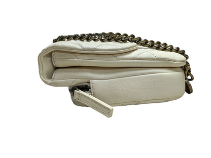 Chanel Quilted Leather Expandable Flap Bag Chain Shoulder Off-White CH2102