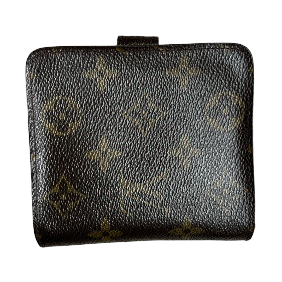 LOUIS VUITTON Monogram Compact Zip Wallet Brown Gold Hardware LO2202