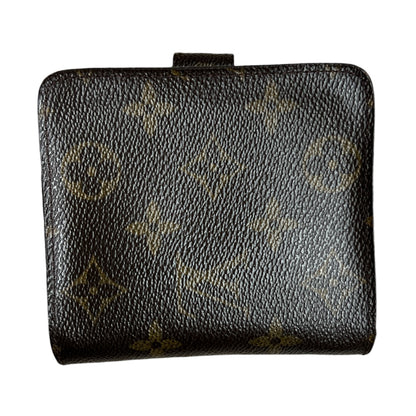 LOUIS VUITTON Monogram Compact Zip Wallet Brown Gold Hardware LO2202