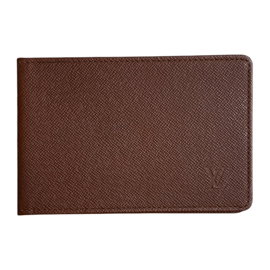 LOUIS VUITTON Taiga Leather ID Pass Case Brown LO2200