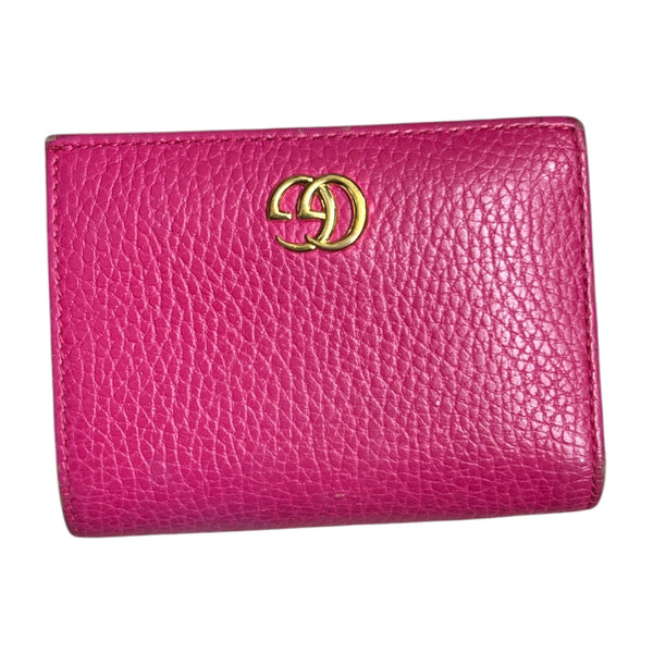 GUCCI Leather GG Marmont Card Case Wallet Pink Gold Hardware Gu564