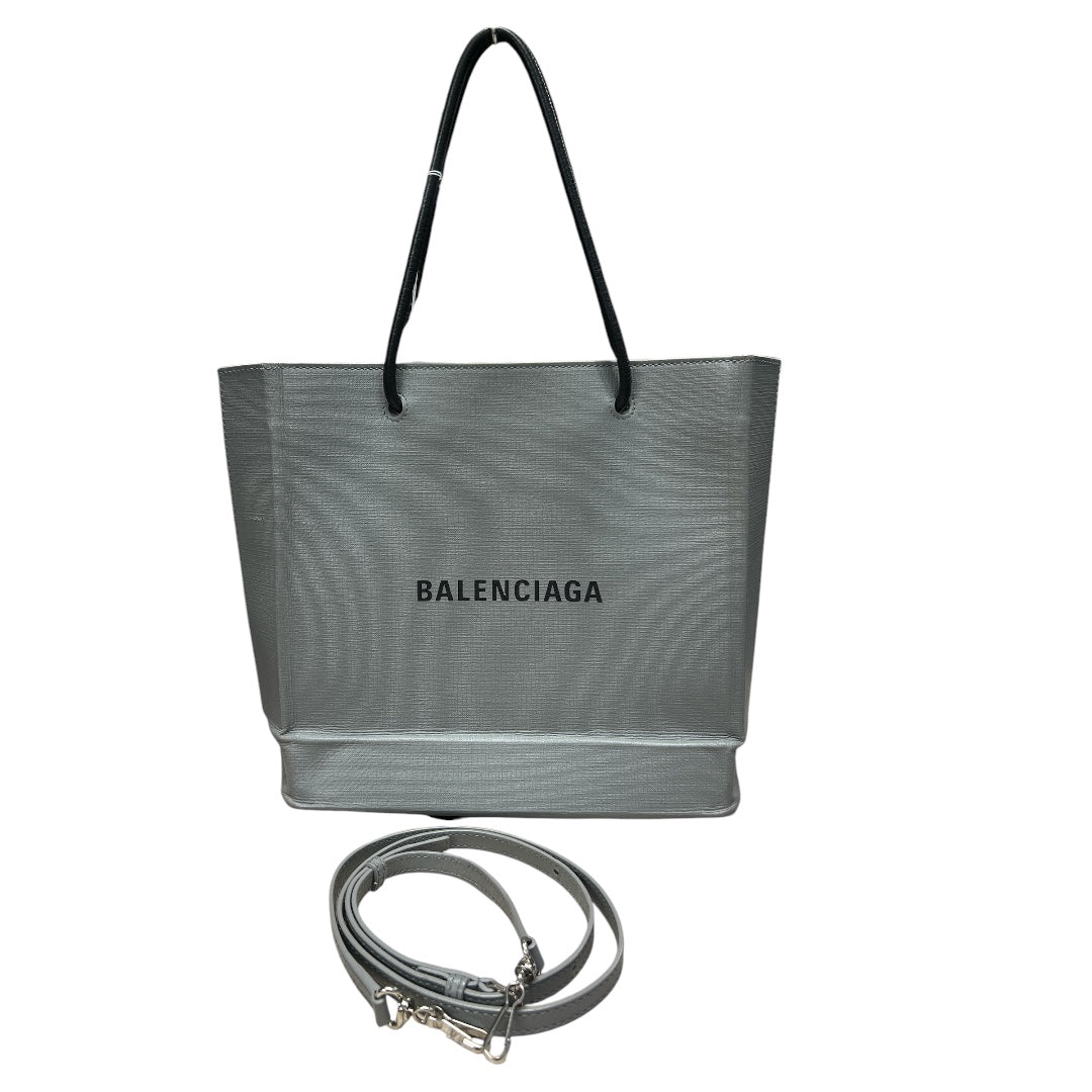 BALENCIAGA Canvas Everyday Tote Bag Gray Silver Hardware Ba42