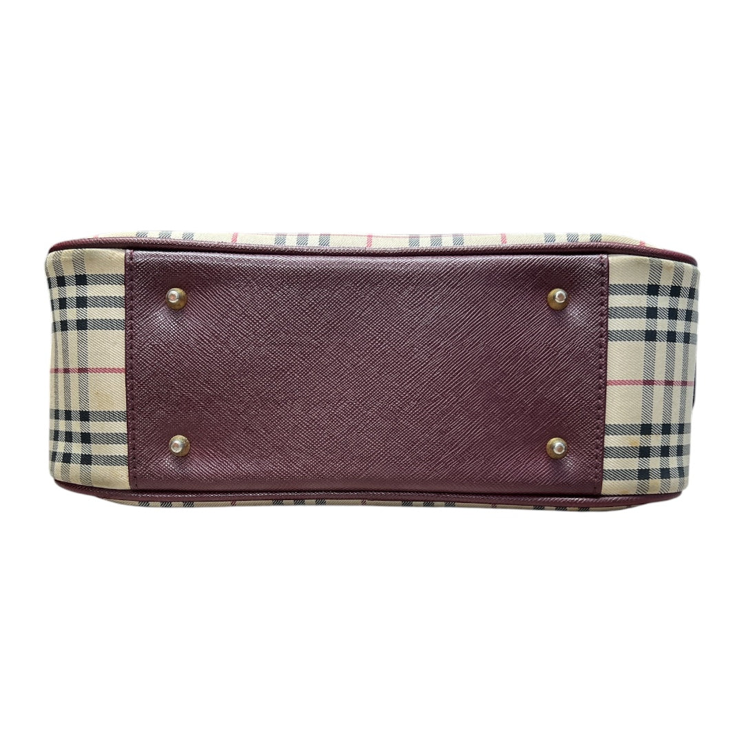 BURBERRY Nova Check Handbag Beige/Bordeaux Gold Hardware BU1220