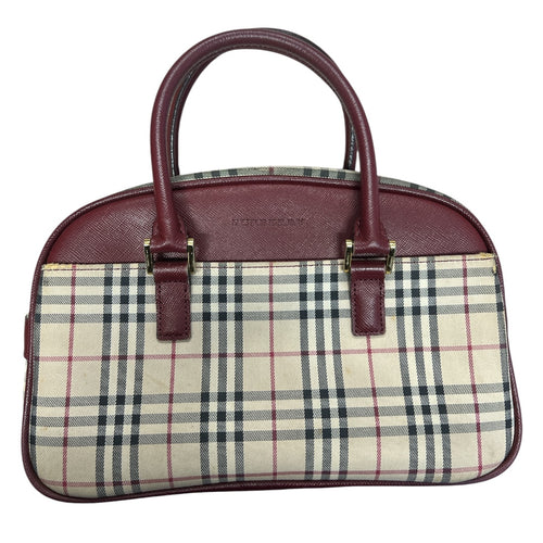 BURBERRY Nova Check Handbag Beige/Bordeaux Gold Hardware BU1220
