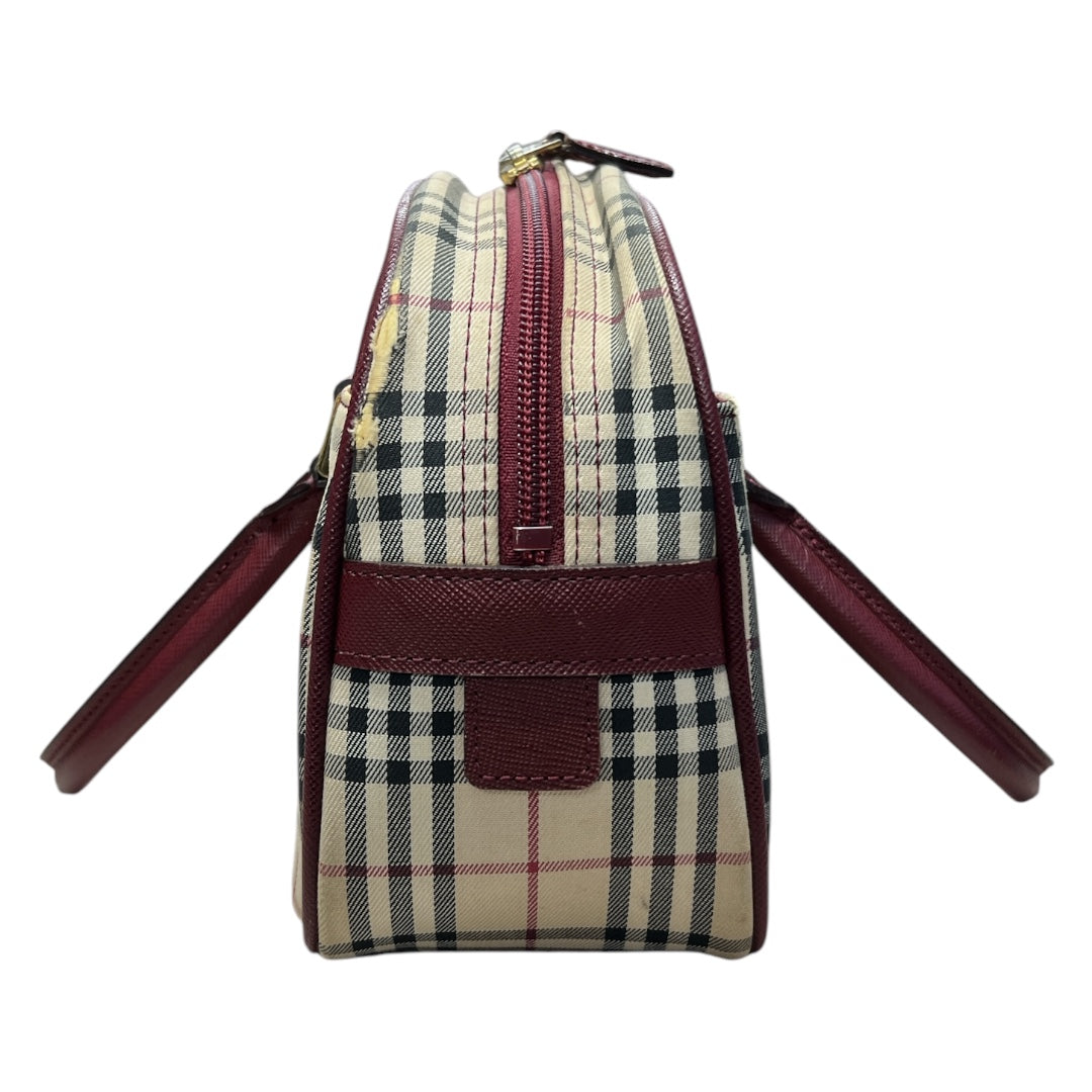 BURBERRY Nova Check Handbag Beige/Bordeaux Gold Hardware BU1220
