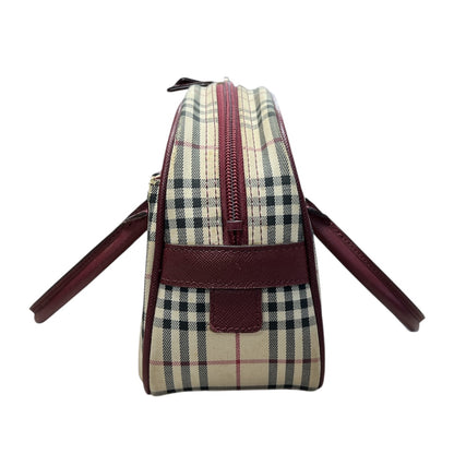 BURBERRY Nova Check Handbag Beige/Bordeaux Gold Hardware BU1220
