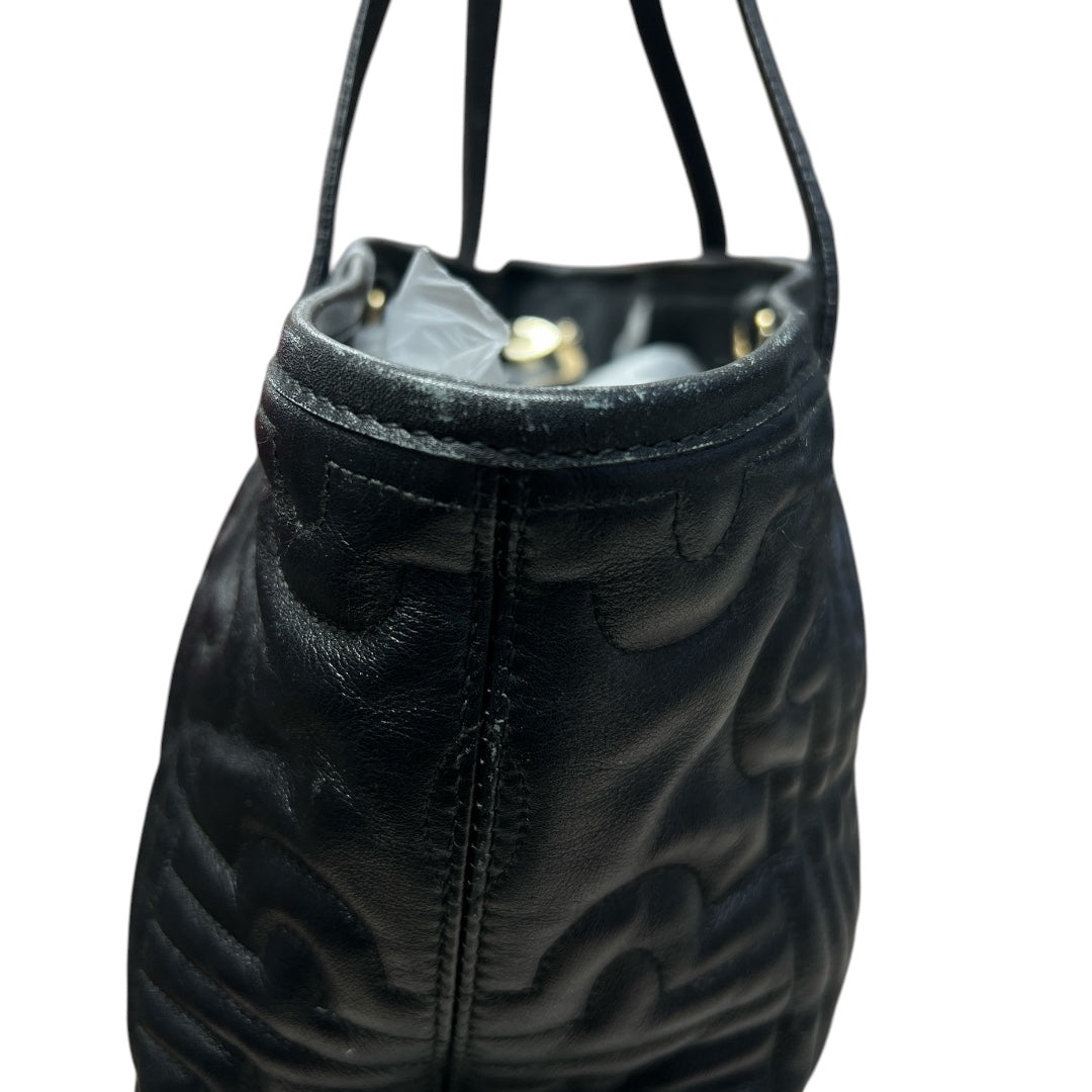 MARC JACOBS Leather Quilted Tote Bag Black Gold Hardware BV63