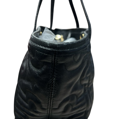 MARC JACOBS Leather Quilted Tote Bag Black Gold Hardware BV63