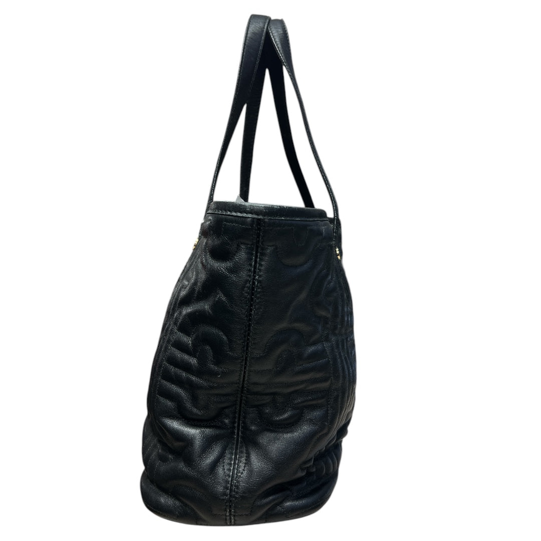 MARC JACOBS Leather Quilted Tote Bag Black Gold Hardware BV63
