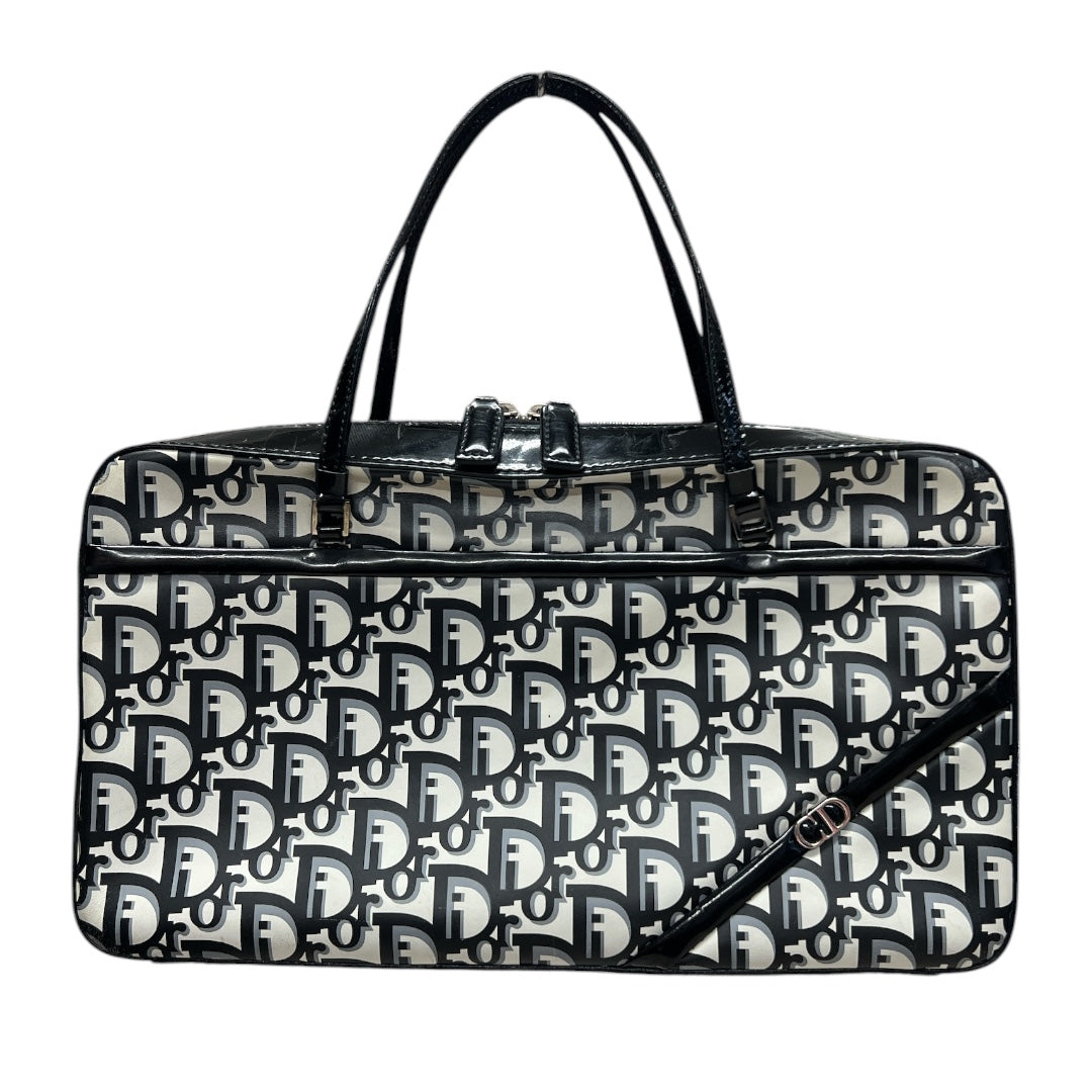 CHRISTIAN DIOR Trotter Boston Bag Black/White Silver Hardware Ch2103
