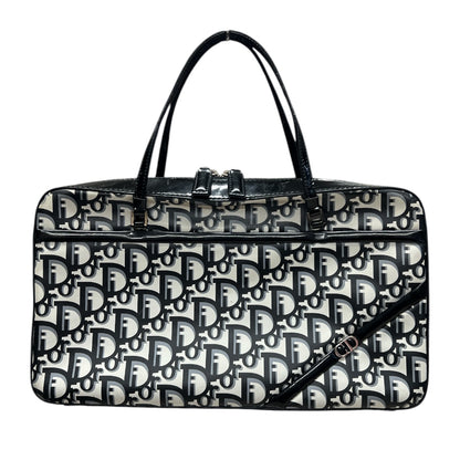 CHRISTIAN DIOR Trotter Boston Bag Black/White Silver Hardware Ch2103