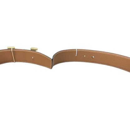 HERMES Leather H Constance Reversible Belt Black/Brown Gold Hardware HE441
