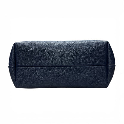 CHANEL Caviar In The Loop Shoulder Bag Navy Gold Hardware CH2113