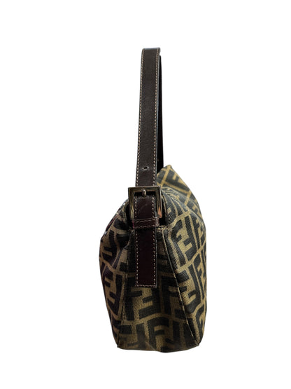 FENDI Zucca Shoulder Bag Brown/Black Silver Hardware FE368