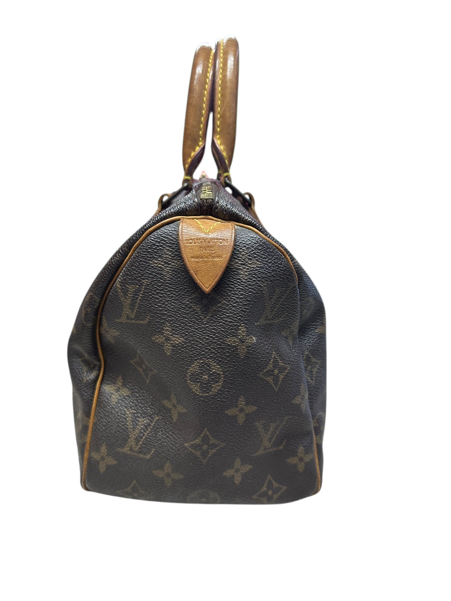 LOUIS VUITTON Monogram Speedy 25 Handbag Brown Gold Hardware LO2222