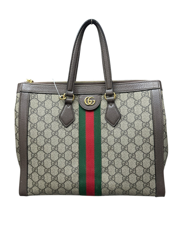 GUCCI GG Supreme Ophidia Tote Bag Beige/Brown Gold Hardware GU568