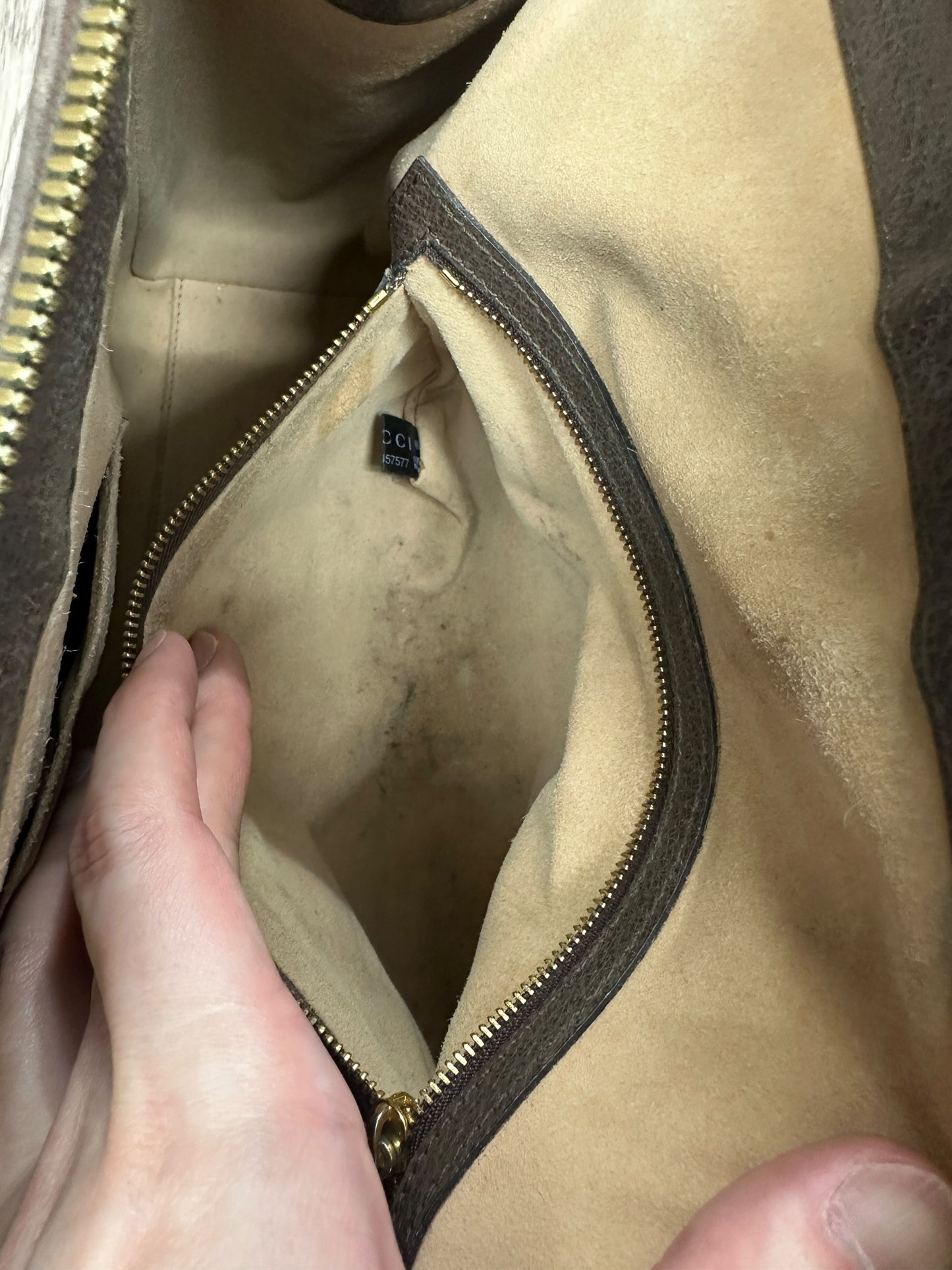 GUCCI GG Supreme Ophidia Tote Bag Beige/Brown Gold Hardware GU568