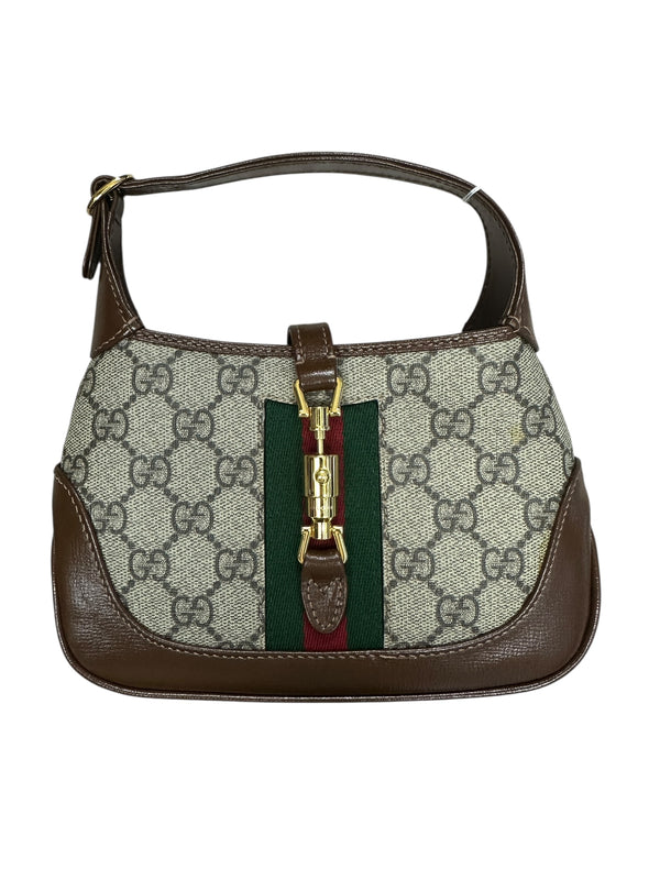 GUCCI GG Supreme Jackie 1961 Mini Hobo Bag Beige/Brown Gold Hardware GU570