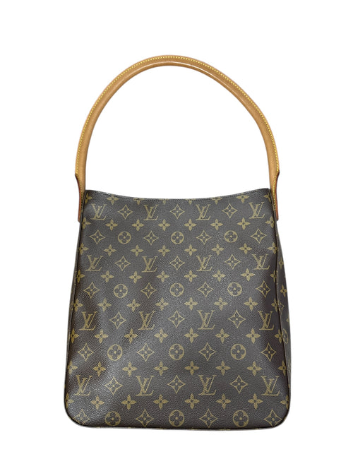 LOUIS VUITTON Monogram Looping GM Shoulder Bag Brown Gold Hardware LO2230