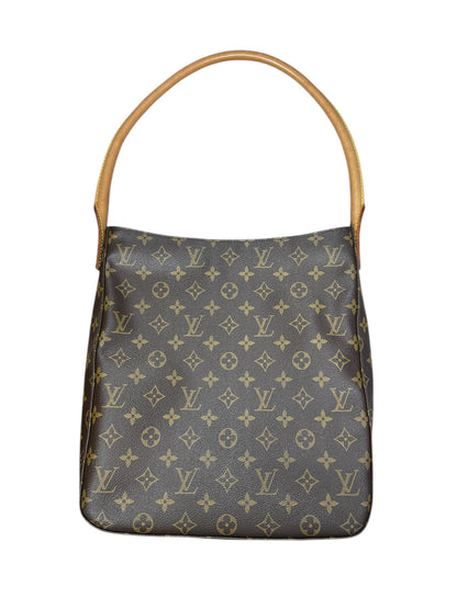 LOUIS VUITTON Monogram Looping GM Shoulder Bag Brown Gold Hardware LO2230