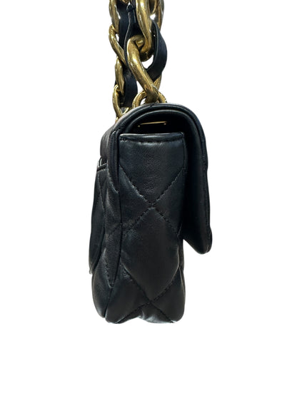 CHANEL Lambskin Quilted Mini Flap Bag Black Gold Hardware CH2122