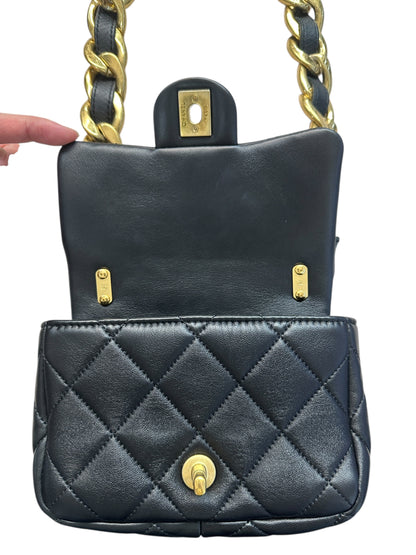 CHANEL Lambskin Quilted Mini Flap Bag Black Gold Hardware CH2122