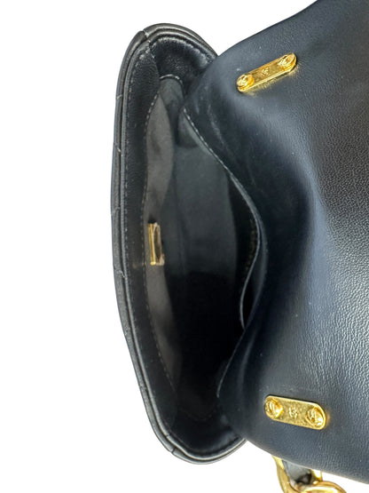 CHANEL Lambskin Quilted Mini Flap Bag Black Gold Hardware CH2122