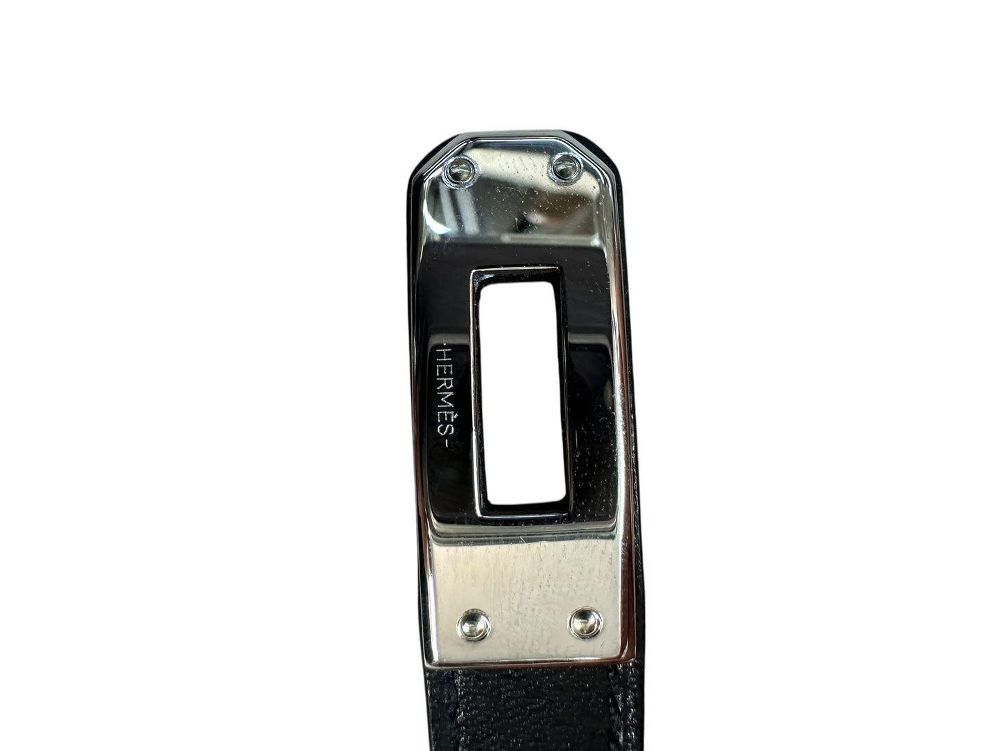 HERMES Leather Kelly Double Tour Bracelet Black Silver Hardware HE444