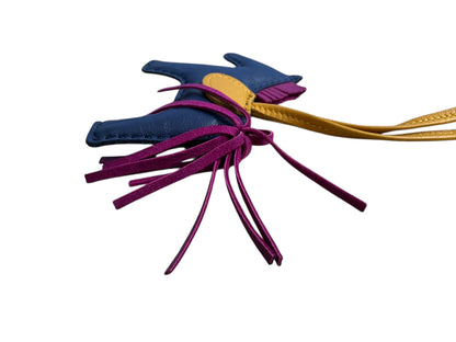 HERMES Leather Rodeo PM Bag Charm Navy/Yellow/Purple HE445