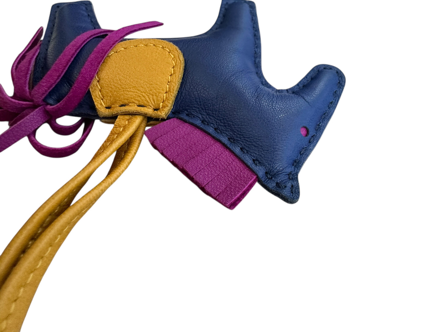 HERMES Leather Rodeo PM Bag Charm Navy/Yellow/Purple HE445