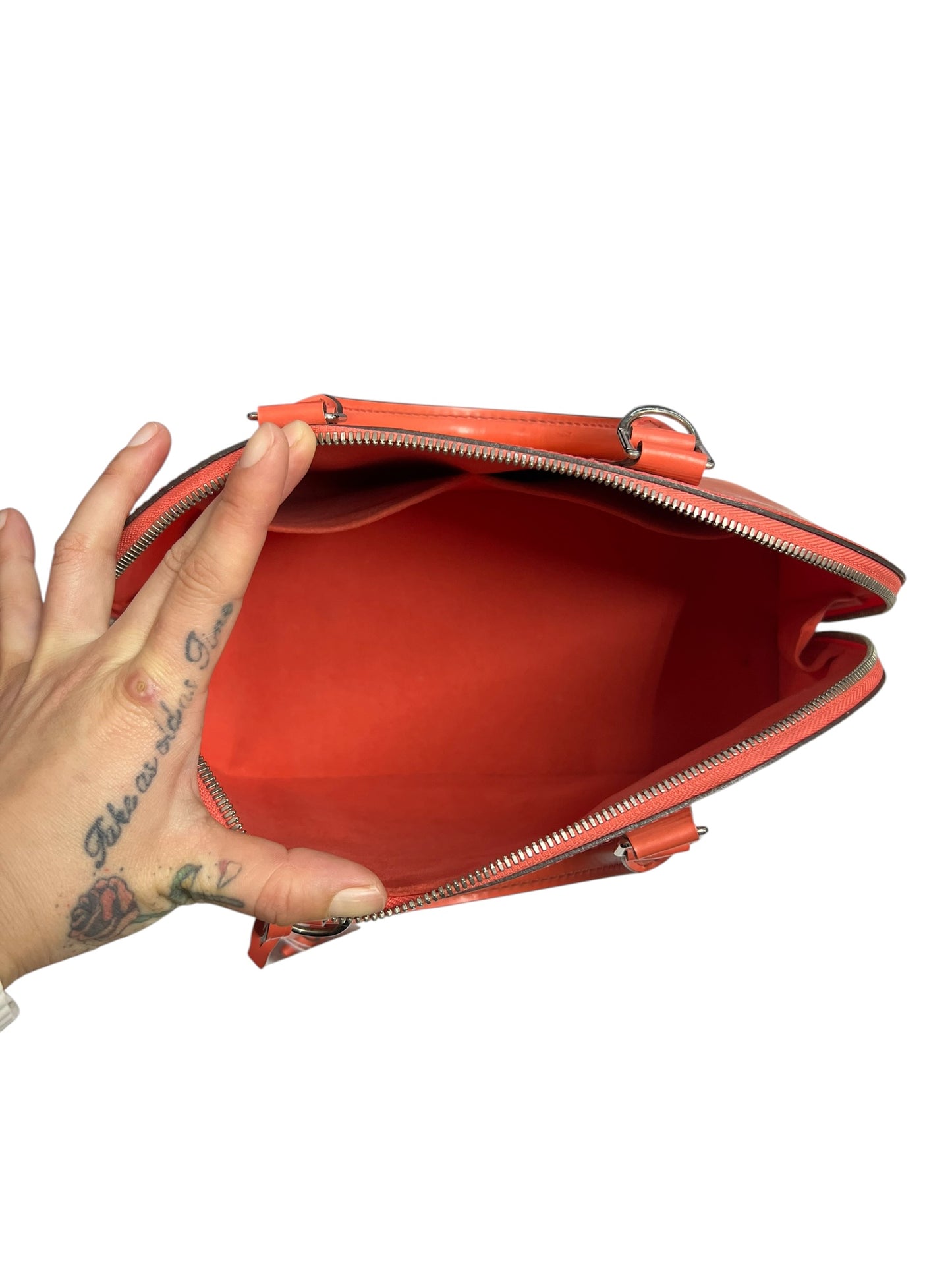 LOUIS VUITTON Epi Leather Alma PM Handbag Orange Silver Hardware LO2288