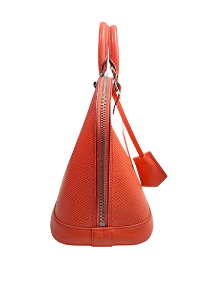 LOUIS VUITTON Epi Leather Alma PM Handbag Orange Silver Hardware LO2288