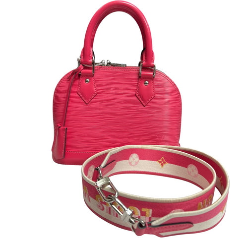 LOUIS VUITTON Epi Leather Alma BB Handbag Hot Pink Silver Hardware LO2259