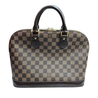 LOUIS VUITTON Damier Ebene Alma PM Handbag Brown Gold Hardware LO2264