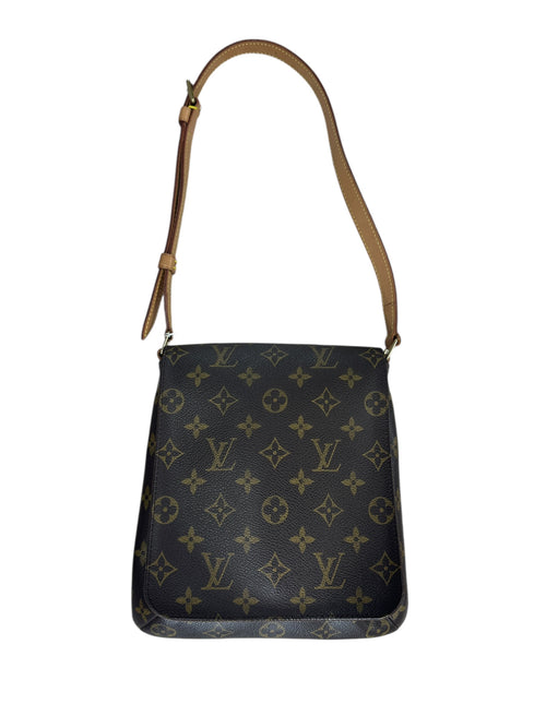 LOUIS VUITTON Monogram Musette Salsa Shoulder Bag Brown Gold Hardware LO2255