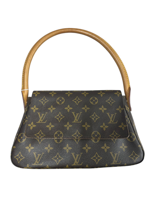 LOUIS VUITTON Monogram Looping PM Shoulder Bag Brown Gold Hardware LO2270
