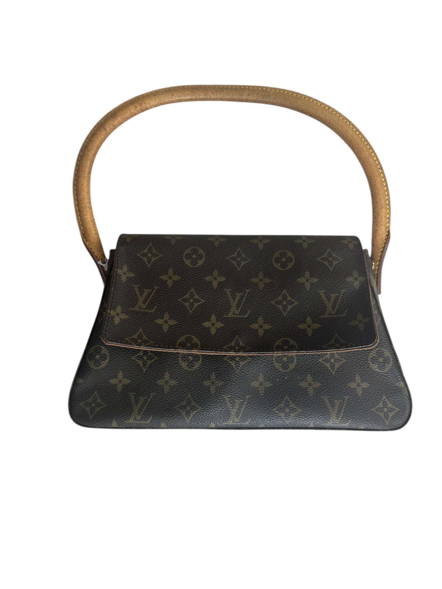 LOUIS VUITTON Monogram Mini Looping Shoulder Bag Brown Gold Hardware LO2299