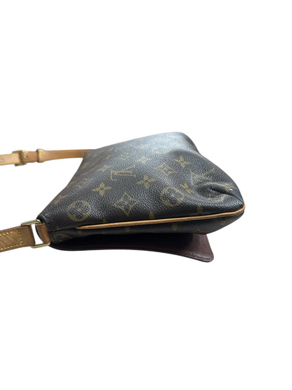LOUIS VUITTON Monogram Musette Tango Shoulder Bag Brown Gold Hardware LO2262