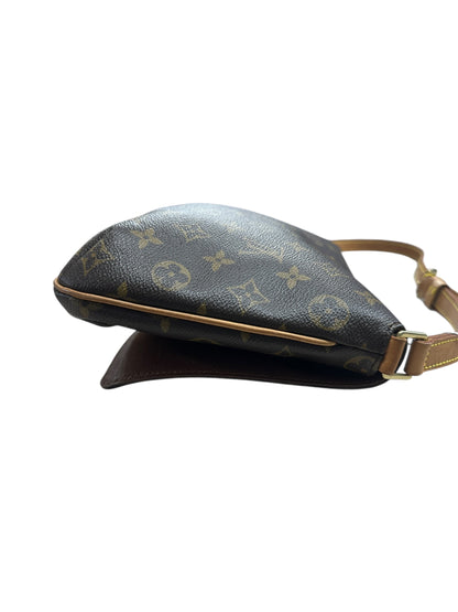 LOUIS VUITTON Monogram Musette Tango Shoulder Bag Brown Gold Hardware LO2262