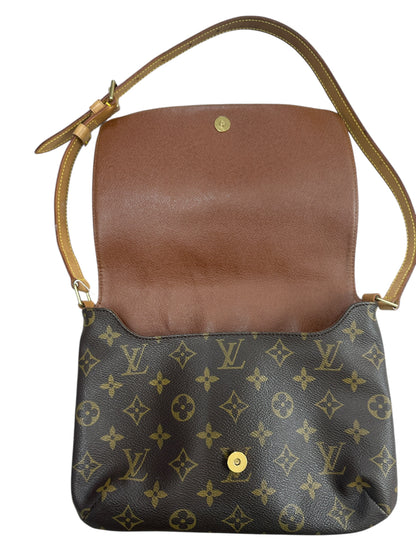 LOUIS VUITTON Monogram Musette Tango Shoulder Bag Brown Gold Hardware LO2262