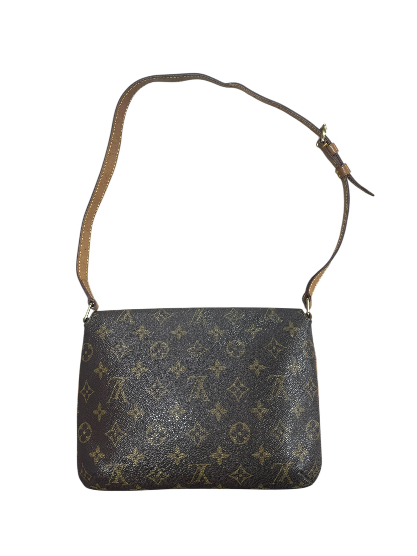 LOUIS VUITTON Monogram Musette Tango Shoulder Bag Brown Gold Hardware LO2266