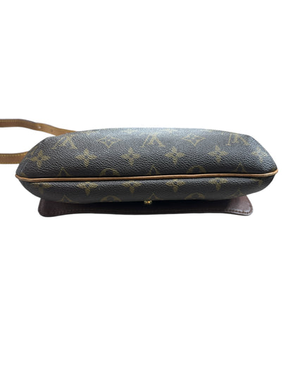 LOUIS VUITTON Monogram Musette Tango Shoulder Bag Brown Gold Hardware LO2266