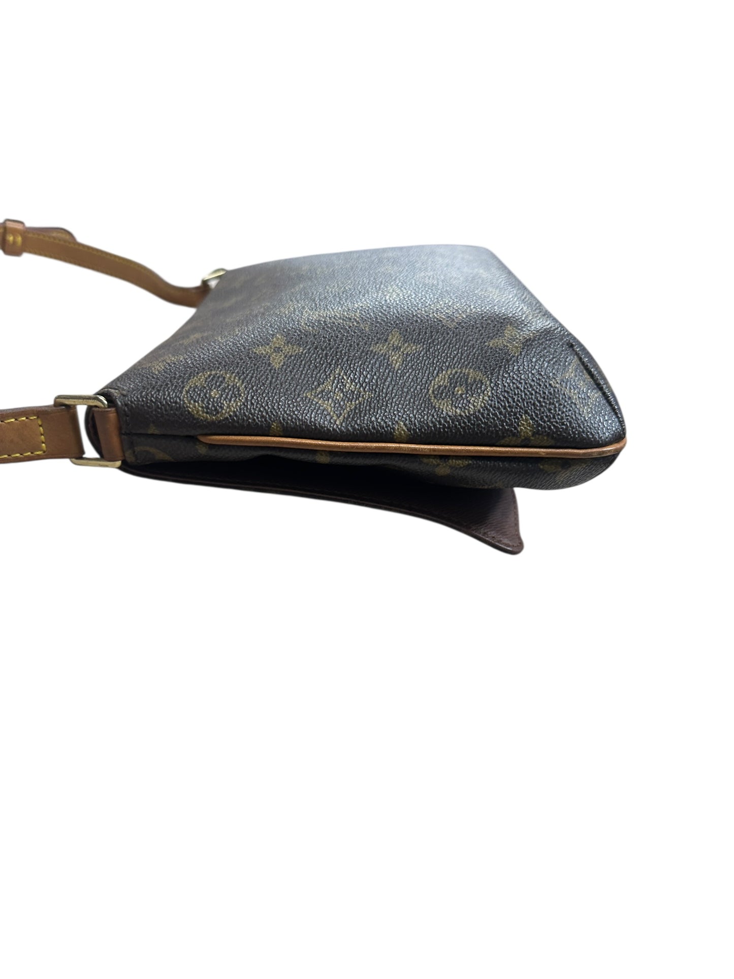 LOUIS VUITTON Monogram Musette Tango Shoulder Bag Brown Gold Hardware LO2266