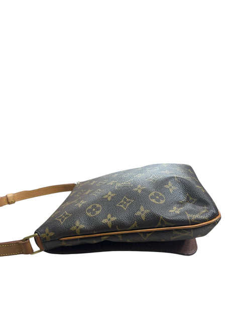 LOUIS VUITTON Monogram Musette Tango Shoulder Bag Brown Gold Hardware LO2278